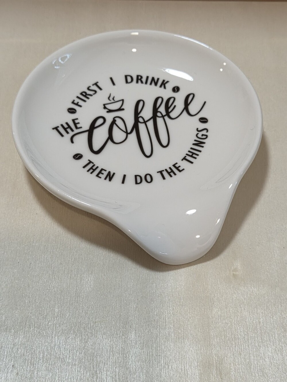 NWT - "First I Drink The Coffee" Ceramic Spoon Rest / Coffee Bar Holder 🥄